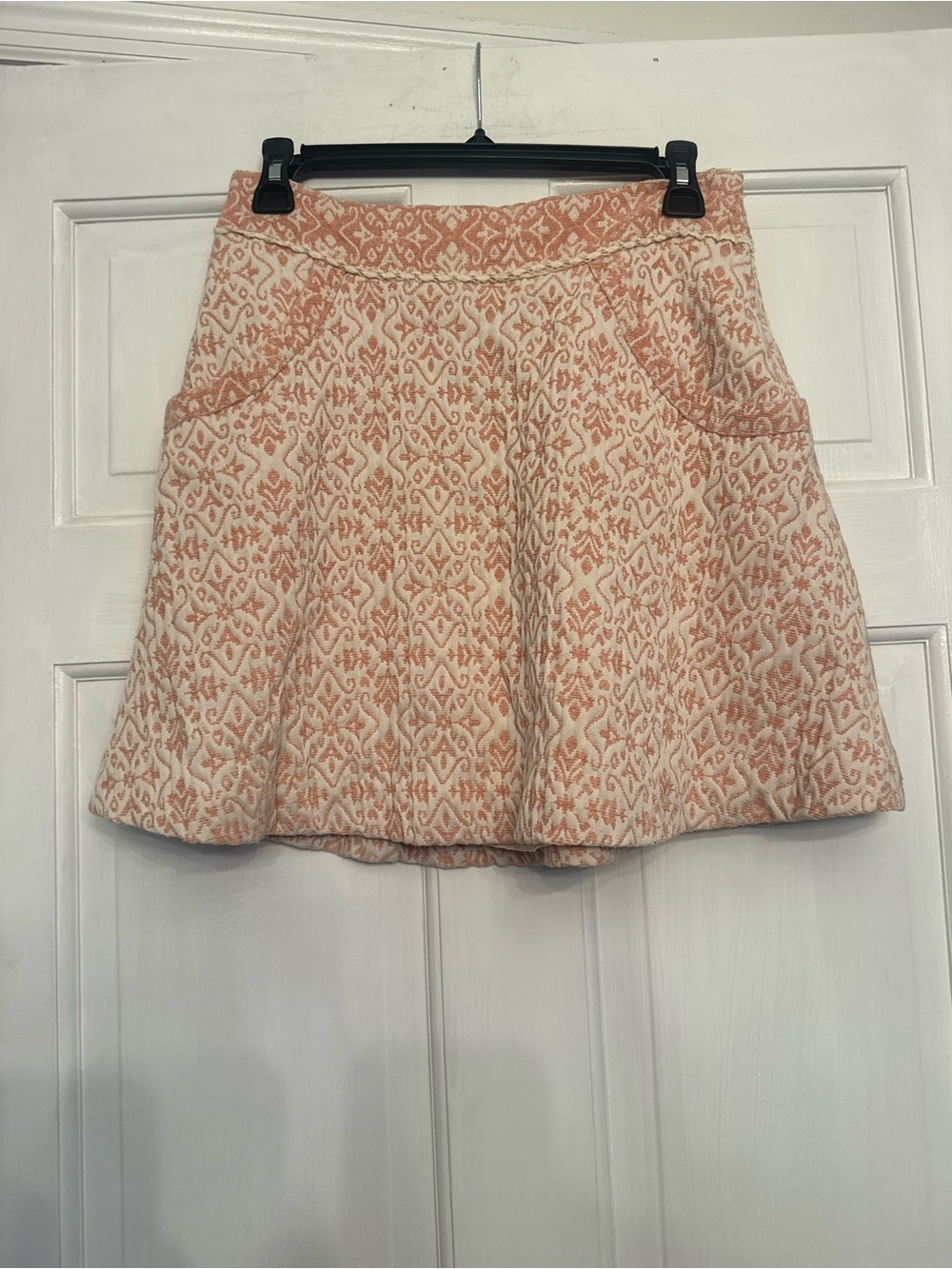 Free People Cream and Peach Floral-Patterned Skater Skirt